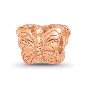 925 Sterling Silver Reflections Rose Genuine Gold-plated Butterfly Bead